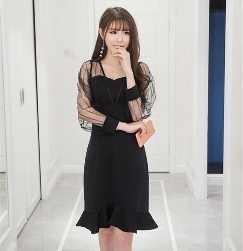 1351.レーストップタイトドレス（ブラック）2019 春夏 sale パーティー クラブ お呼ばれ イベント 女子会 レストラン