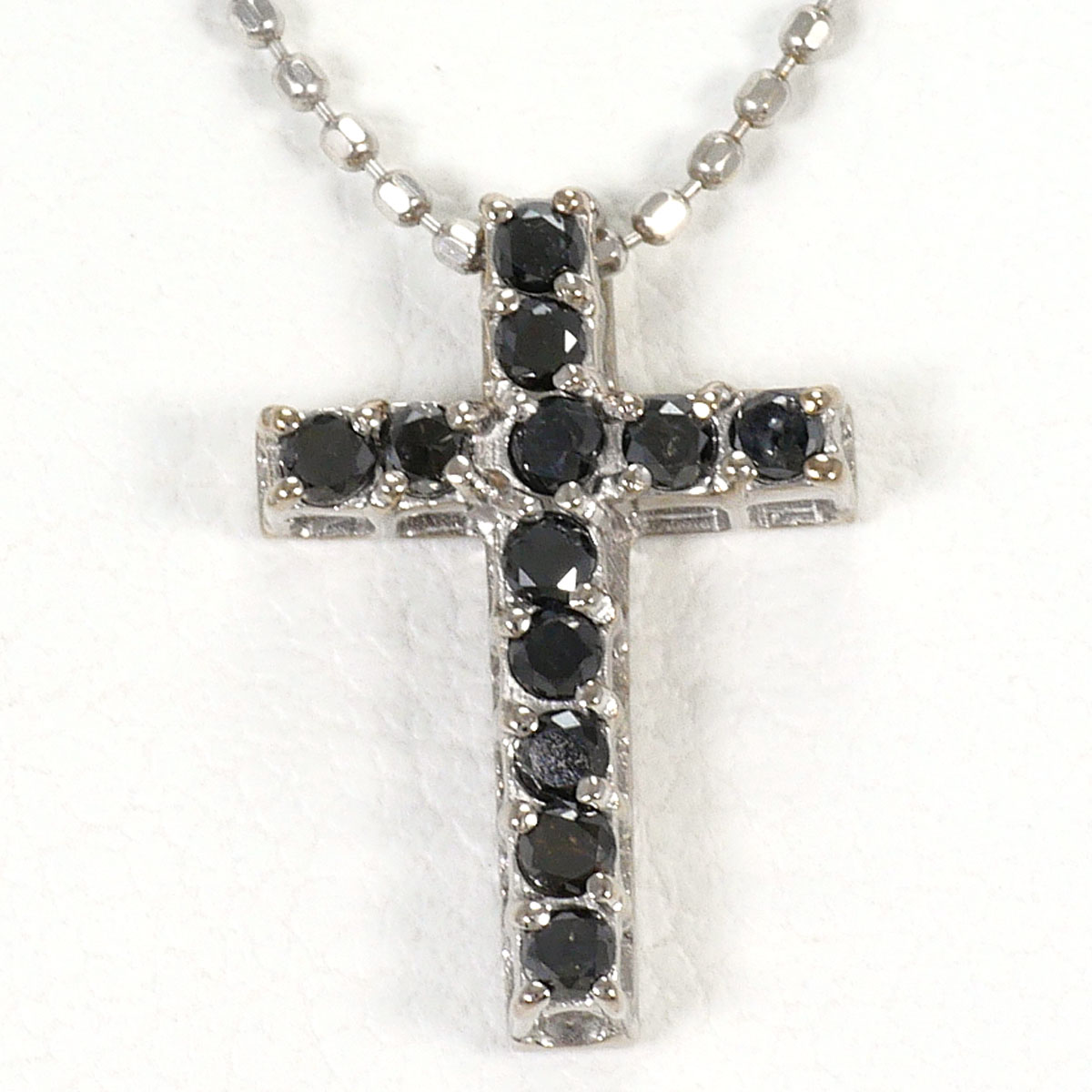 K18 18金 WG ホワイトゴールド ネックレス ブラックダイヤ 0.25ct ダイヤモンド 0.10ct 総重量約2.5g 約44cm ジュエリー 中古