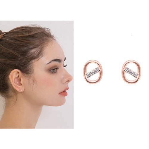 [SILVER925]ラウンドストリートキュービックイヤリング/韓国の人気ブランド 人気ジュエリー 韓国ファッションスタイル