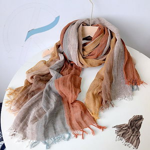 春夏の薄いタイプの綿麻の縞模様のマフラーの文芸百合柔らかいネックシルクタオル女性旅行マント2023