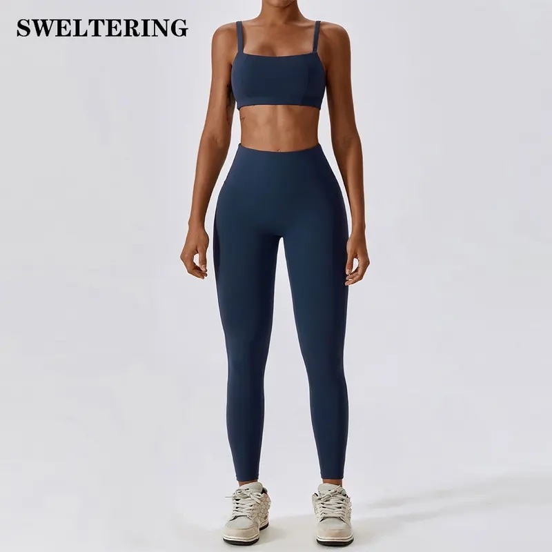 女性用ツーピースヨガセット,トレーニングセット,トラックスーツ,スポーツウェア,ブラ,レギンス,ジム,フィットネス,ランニング,ヌード感