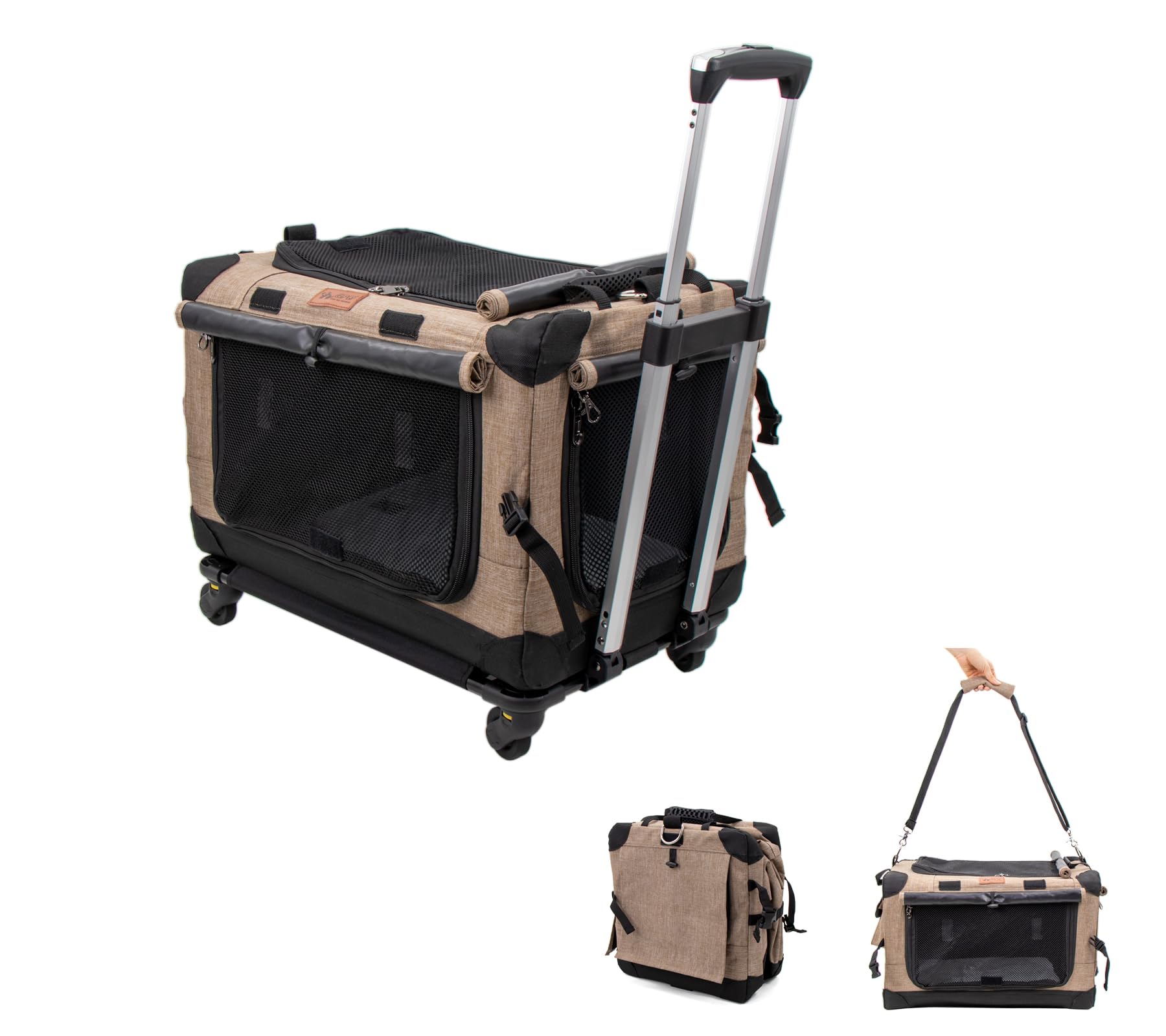 GPR 次世代 3WAYペットキャリーコンテナ キャリーカート 分離で使用可能 カバー丸洗い 静音キャスター 折りたたみ収納 900Dオックスフォード 三面メッシュ 小型犬 猫 小動物 耐荷重15kg