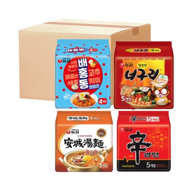 辛ラーメン10入り+安城湯麺10入り+タヌキ10入り+培紅洞8入り(計38袋)