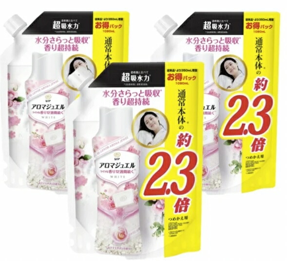 P&G レノア ハピネス アロマジュエル 香り付け専用ビーズ ホワイトサボン つめかえ ホワイトサボン 1080ml 3個