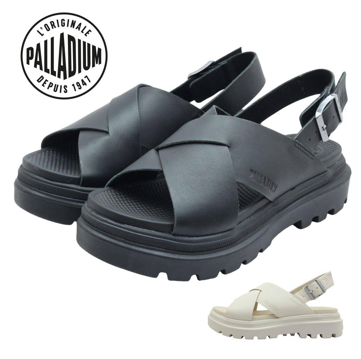 PALLADIUM パラディウム 94461 レディース サンダル PALLACRUISE CROSSED バックストラップ 本革 厚底 靴