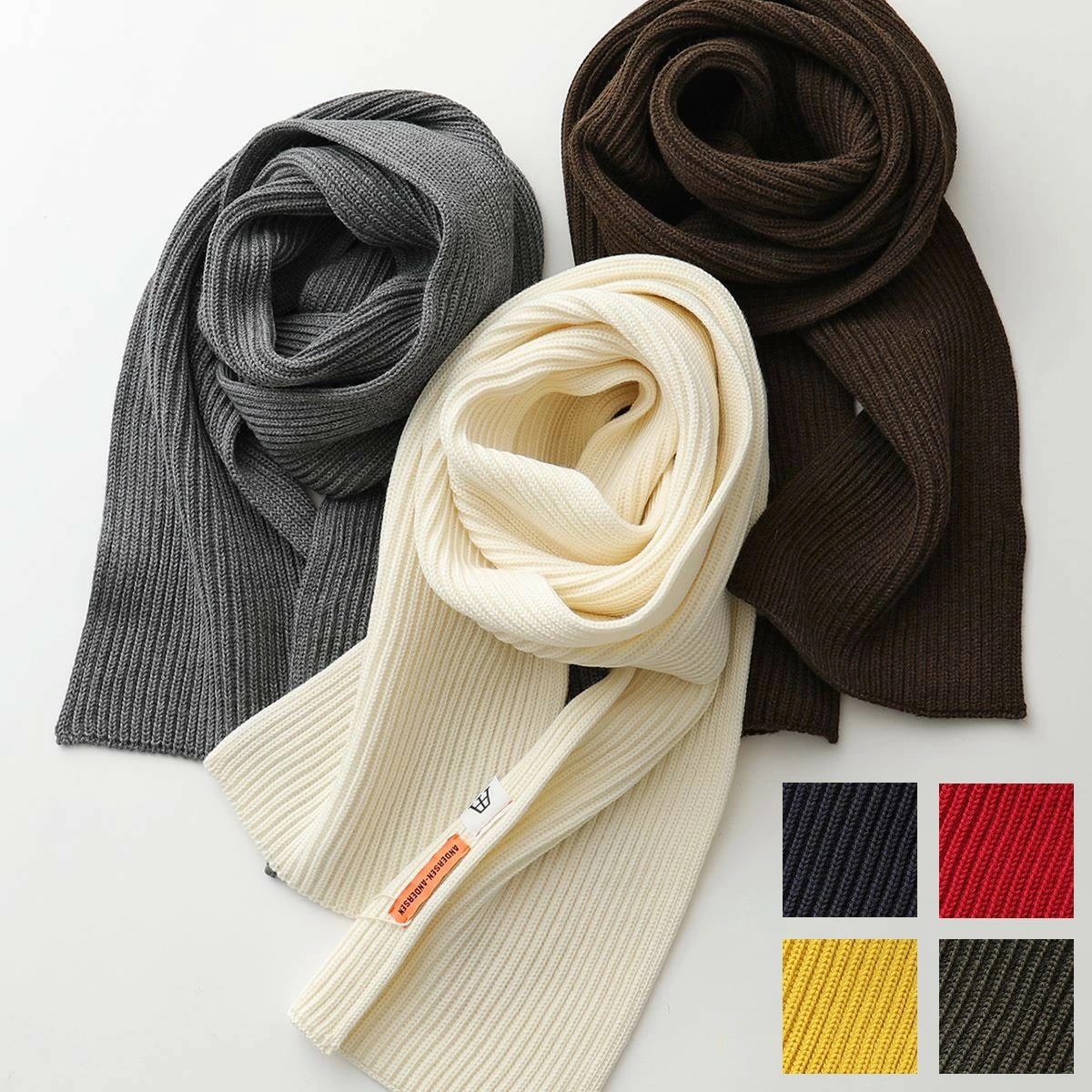 ANDERSEN-ANDERSEN アンデルセンアンデルセン マフラー WIDE カラー12色 レディース メンズ SCARF メリノウール ストール リブ