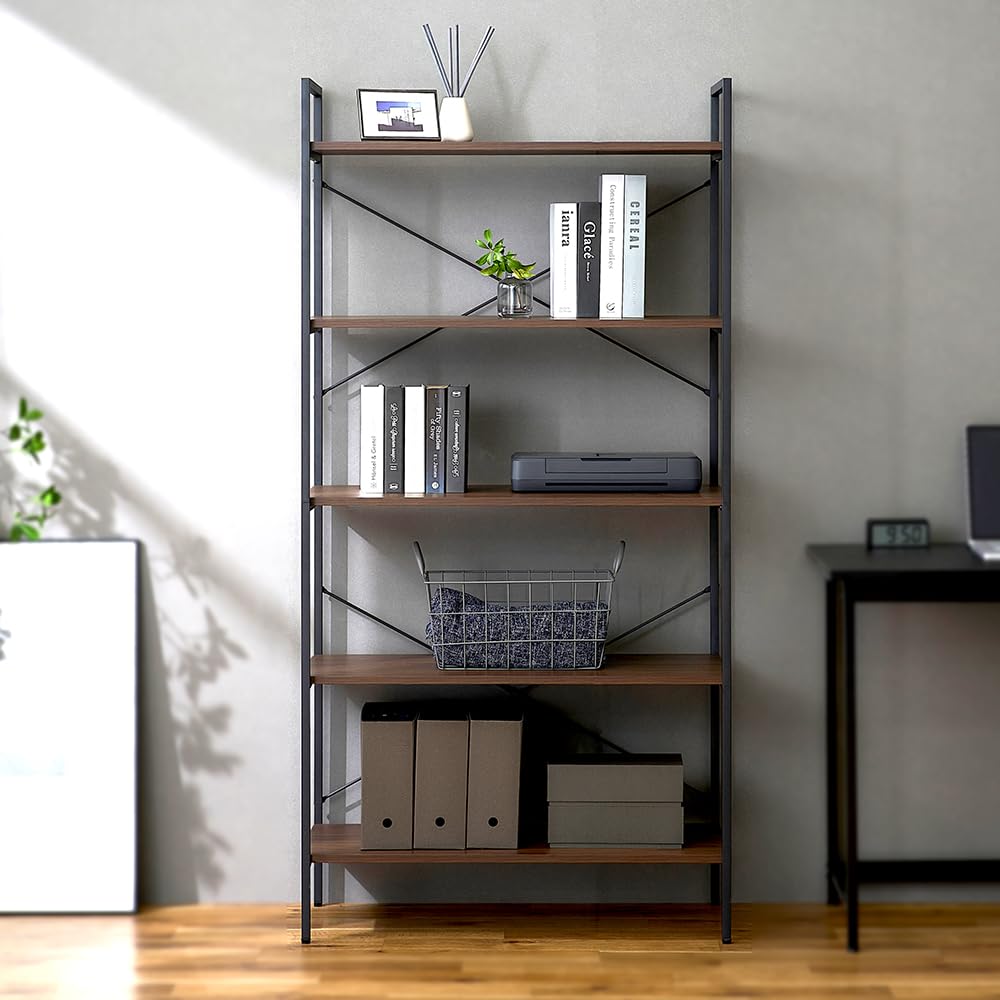 アイリスオーヤマ オープンラック 幅約80×奥行約43×高さ約160cm オープンシェルフ 5段 木製棚 BRC-8016 ブラウン 8,551円