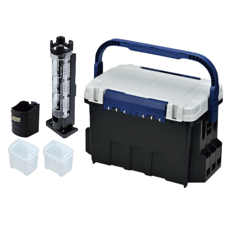 バケットマウスBM-9000 ブラックオフホワイト + ロッドスタンド等 5点セット 釣り用収納ハー