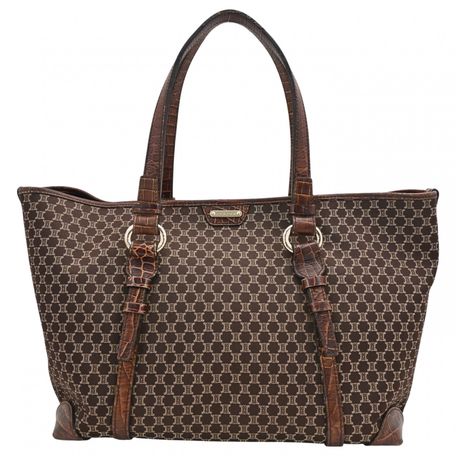セリーヌ マカダム ロゴ トートバッグ ブラウン Aランク ce8928ff