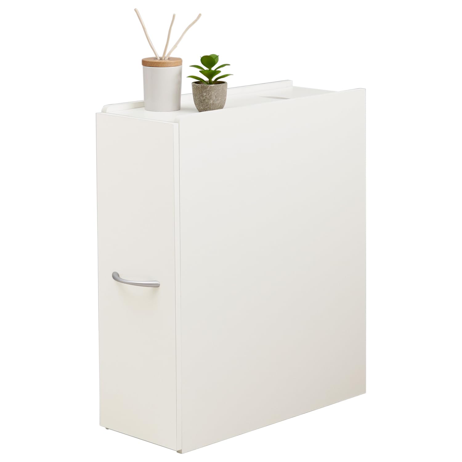 萩原 トイレラック トイレブラシ 収納 スリム 【コストコ トイレットペーパー 対応】 取っ手 キャスター 付き 幅19 奥行53～98 高さ58.5～69 ホワイト RTR-1472WH