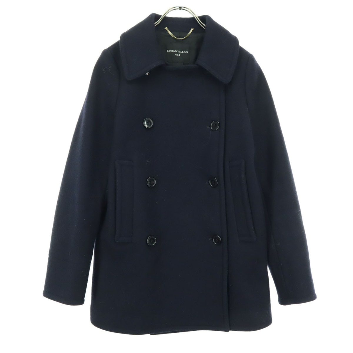 美品 ECHANTILLON NO.4 エシャンティオンナンバーフォー 日本製 長袖 ピーコート ブラック レディース 古着
