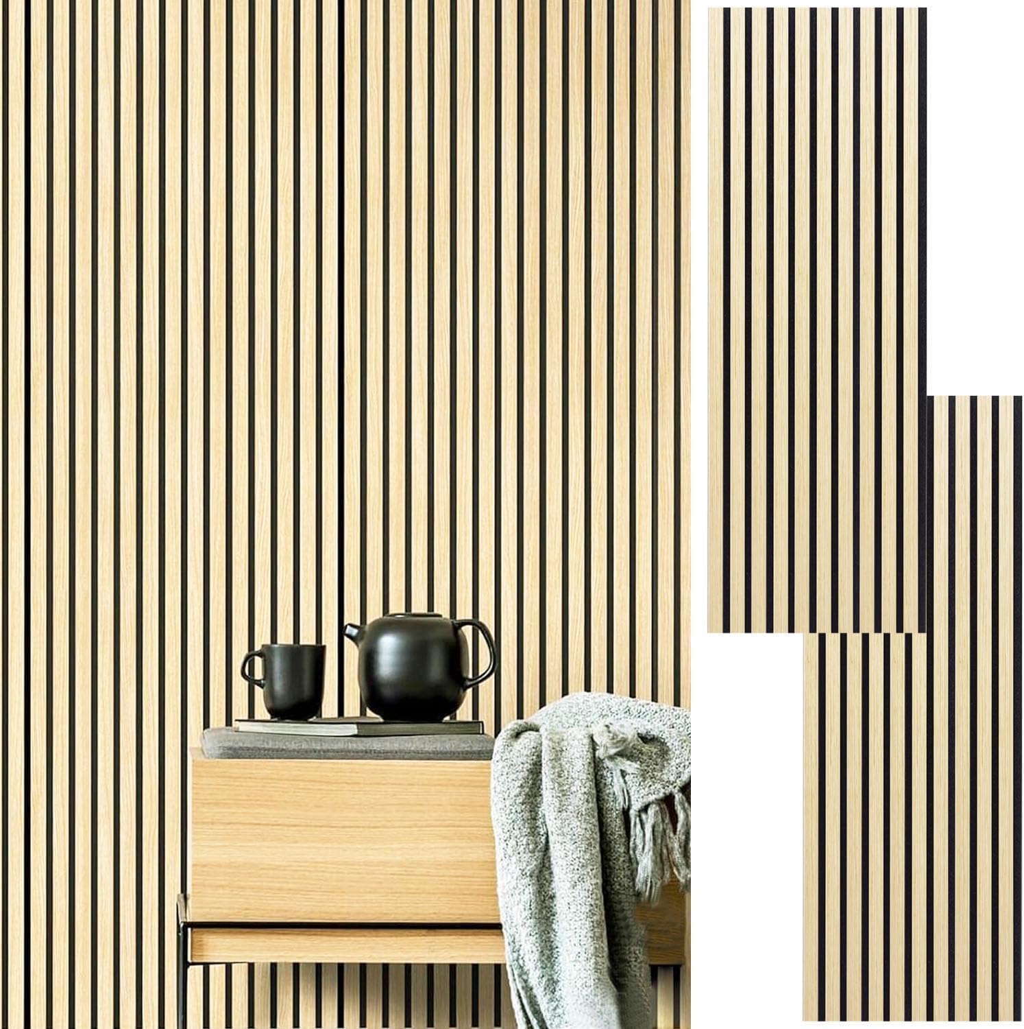 木製吸音パネル 2枚 サイズ116×40.5cm 壁用防音対策