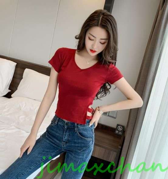 新生活 サマー 3色/胸開き Ｔシャツ 半袖 タートルネック セーター レディースファッション タートル 胸開きタート セクシー Vネック ベアトップ禁シャツ