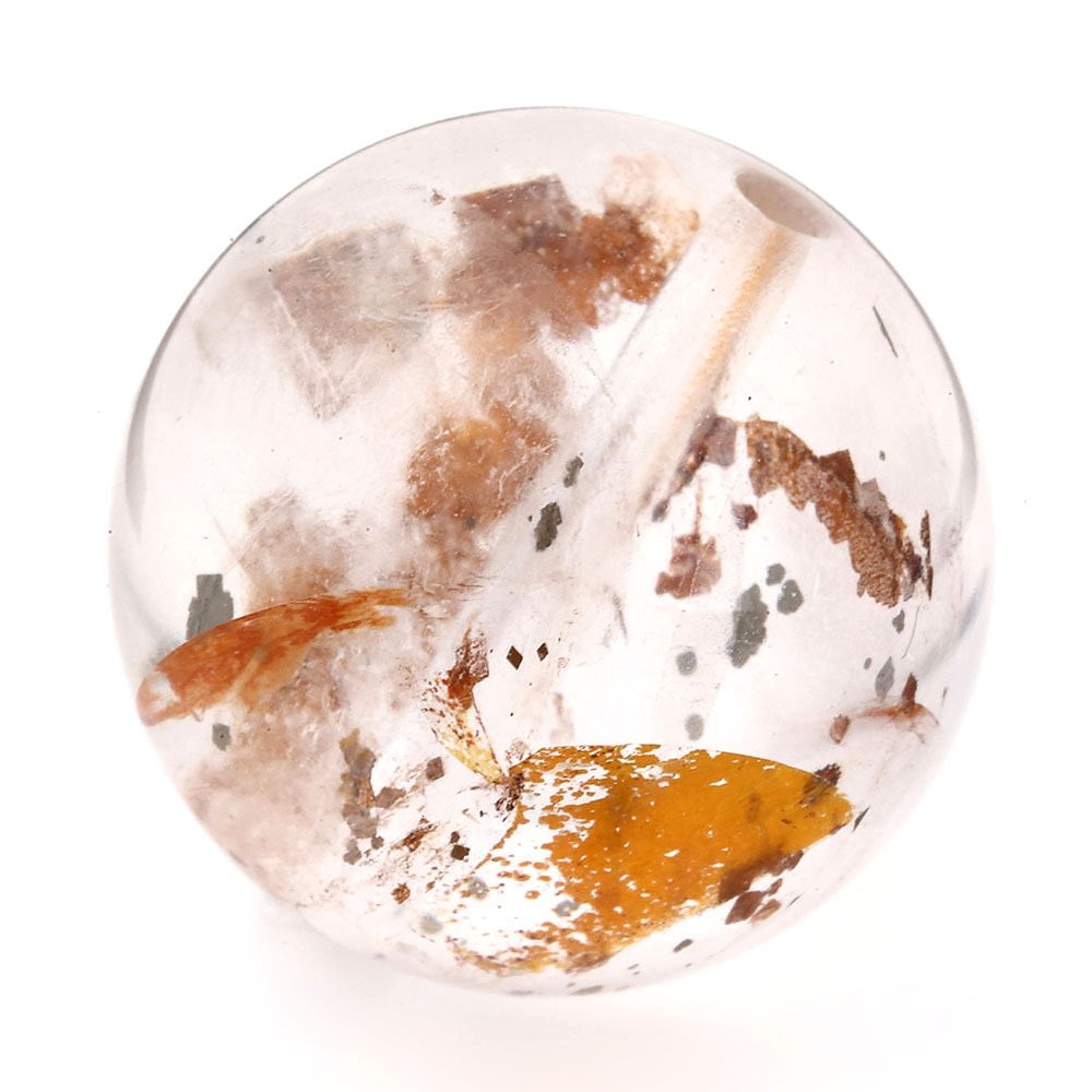 「1点もの 現品」 1粒売り 天然 オーラクォーツ ブラジル産 16mm パワーストーン バラ売り 天然石 パワーストーン ばら売り ビーズ 穴あき 1玉売り アクセサリー パー zz000120-n