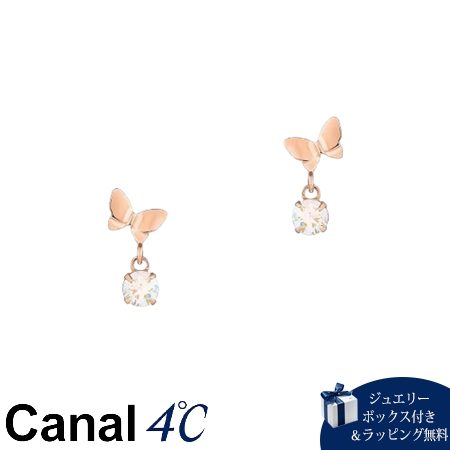 4cc520543 カナルヨンドシー Canal 4℃ カナル4℃ ピアス K10ピンクゴールド 蝶々 キュービックジルコニア レディース