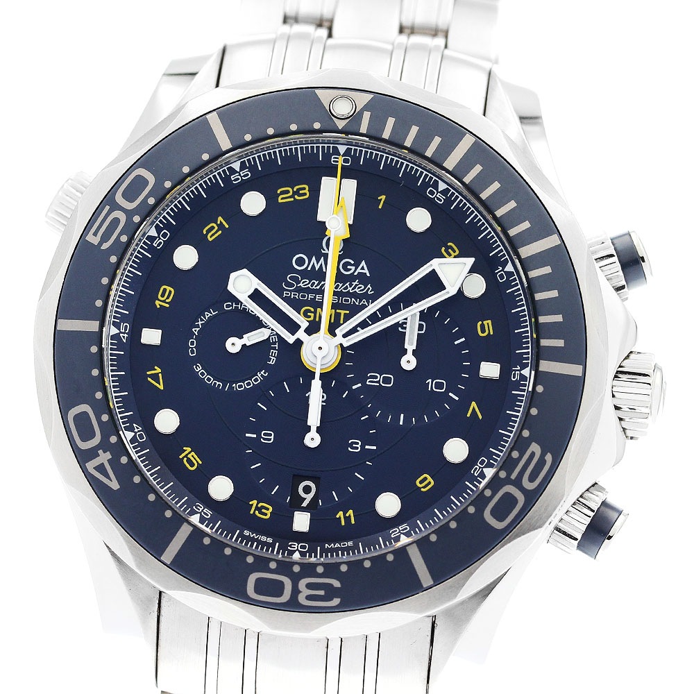 オメガ OMEGA 212.30.44.52.03.001 シーマスター ダイバー300ｍ クロノグラフ GMT 自動巻き メンズ 美品 箱・保証書付き_896269【中古】
