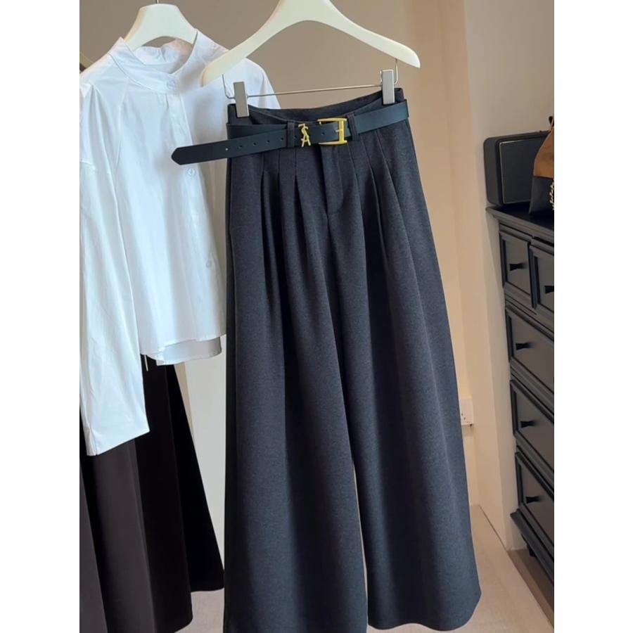 ワイドパンツ レディース 秋冬 ウール混パンツ ガウチョパンツ ハイウエスト パンツ ボトムス マキシ丈 きれいめ 大人 上品 美脚 40代 50代 通勤 OL