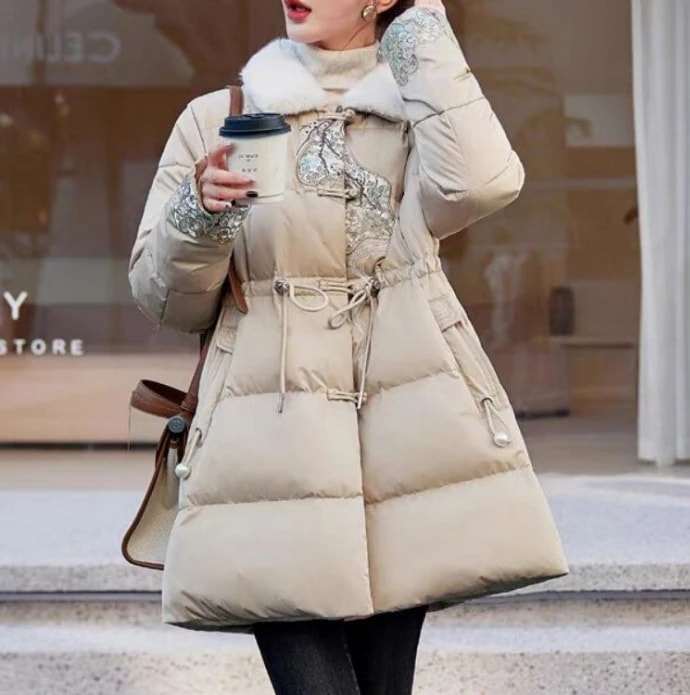 25レディースチャイナ服 中綿ロングコート レディース長袖 ジャケット アウター 防寒 暖かい韓国ファッション NMF58 4CLRダウンジャケット・コート