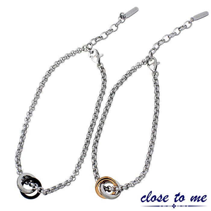 クロストゥーミー close to me ステンレス ペア ブレスレット CZ 金属アレルギー対応