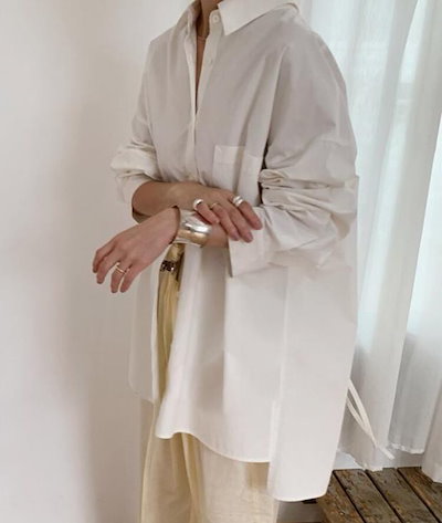 シャツ バックスリット BACK l バック モテ ラフ 白 かわいい 大人 可愛い 春 コーデ 通学 オフィス 着回し リボン メンズライク ホワイ シャツ バックスリット BACK SLIT l モテ ラフ 白 かわいい 大人