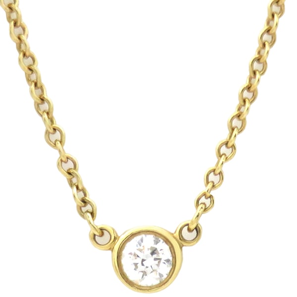 ティファニー Tiffany & Co ネックレス バイザヤード シングルダイヤモンド ペンダント K18YG ダイヤモンド イエローゴールド AU750 T&Co. 1石 【中古】