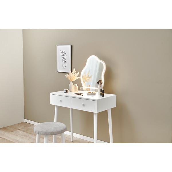 ドレッサー メイクデスク 化粧台 鏡台 かわいい 白 女優ライト ナチュラルモダン エレガント ホワイト コスメボックス led照明 スツール付き