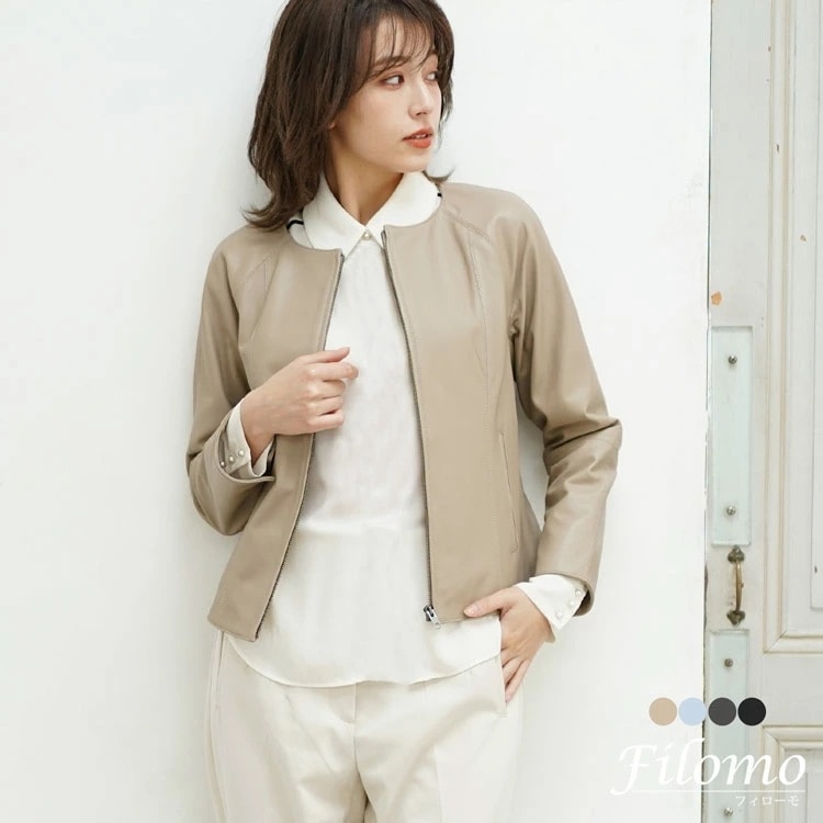 ラムレザーライダースジャケットショート丈