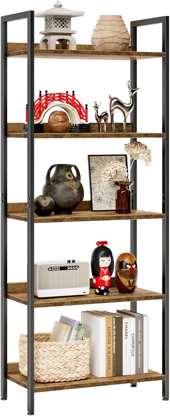 kukeimaruオープンラック 5段本棚 オフィス収納棚 幅60×奥行30×高さ153.5 リビング寝室オフィスに適用するラック レトロ