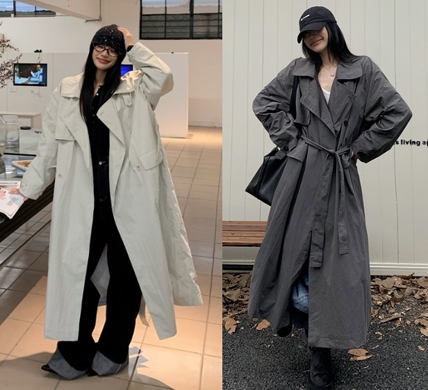 【売れ筋】-ロングコート アウター 羽織 長袖 トレンチコート ゆったり シンプル カジュアル レディース【大きいサイズ レディース ロング ジャケット アウター 上着 ハンガー ロング丈 秋冬 co