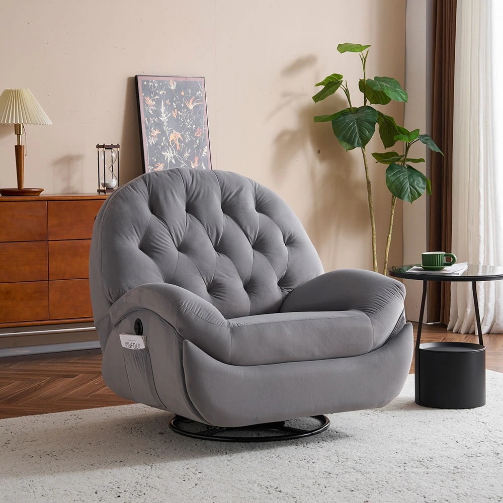 【国内即日発送】電動1人掛けソファー リクライニングチェア ゲーミングチェア ベルベット 貝殻のデザイン 270度回転式 背もたれ調節105-165度 USB付き 簡単昇降ボタン　快適なリビング必需品 40,295円
