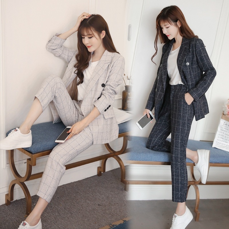 セットアップ レディース パンツスーツ パンツセットアップ 2点セット トップス ボトムス チェック柄 通勤 入学式 卒業式 オシャレ着痩せ
