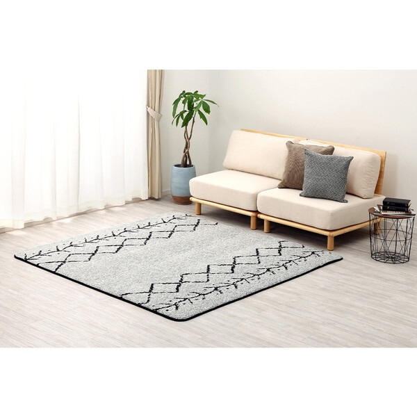 240630411 先染めふっくらラグ ベニワレン 継続色 200x240 グレー メーカー直送