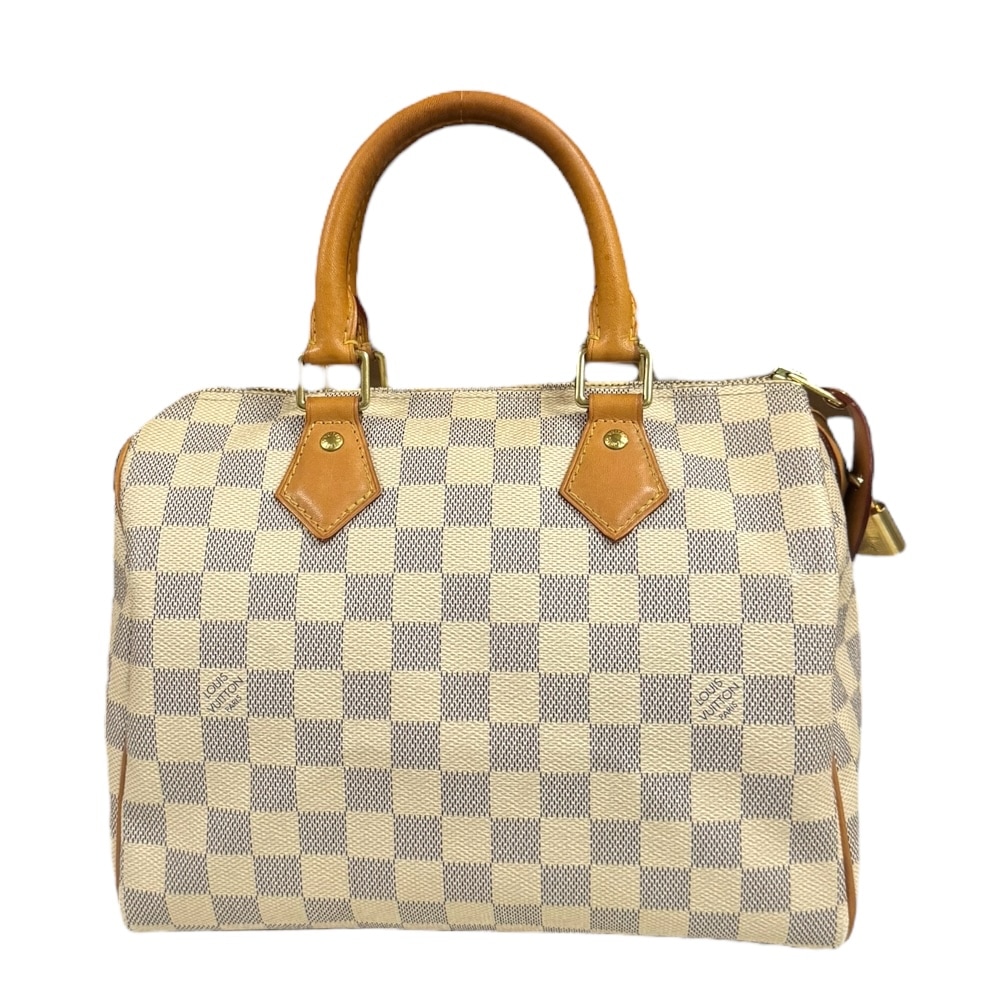 ルイヴィトン スピーディ25 ダミエアズール ハンドバッグ ダミエアズールキャンバス N41371 ホワイト LOUIS VUITTON 中古