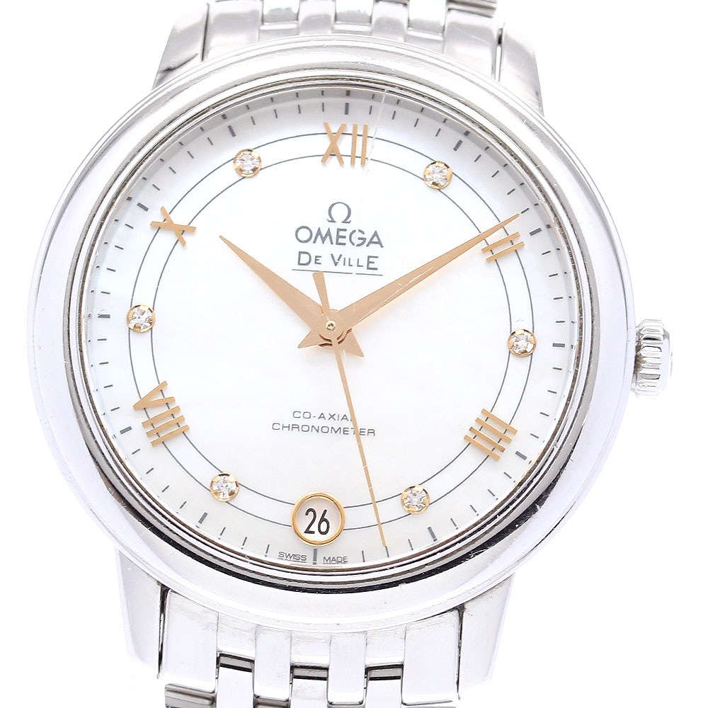 オメガ OMEGA 424.10.33.20.55.002 デビル プレステージ 6Pダイヤ デイト 自動巻き レディース 保証書付き_828282【中古】