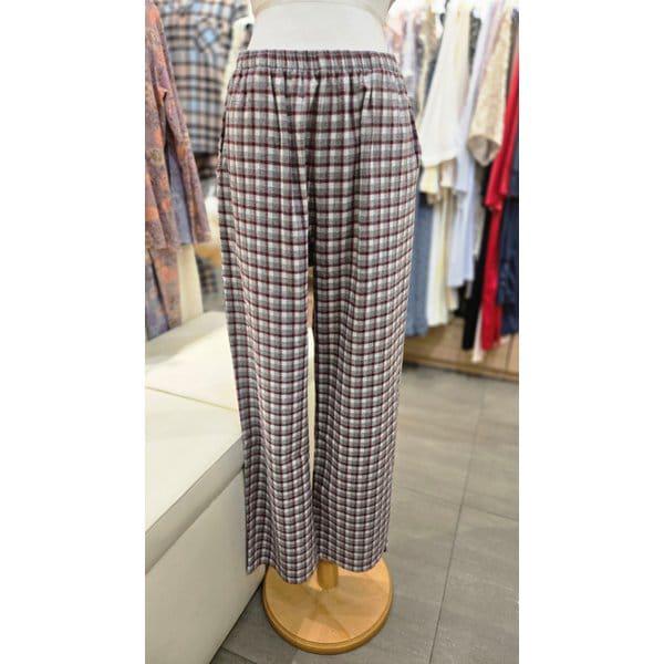 先染め起毛チェック柄レディースルームウェアボトムス EZ1952P