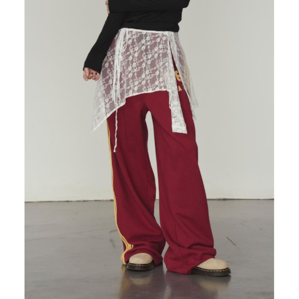 PRENDA SIDE STRIPE WIDE PANTS BURGUNDY PRTFAWPT05WB8