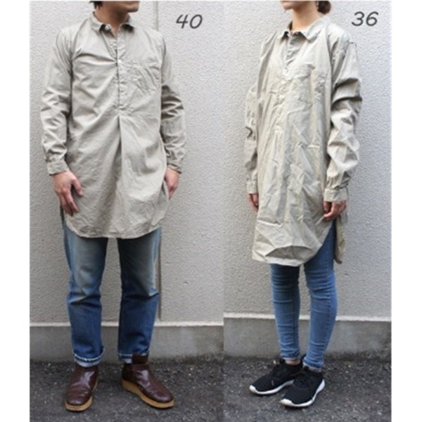 スウェーデン軍プルオーバースリーピングシャツ後染めレプリカ グレー36（レディースフリー相当）