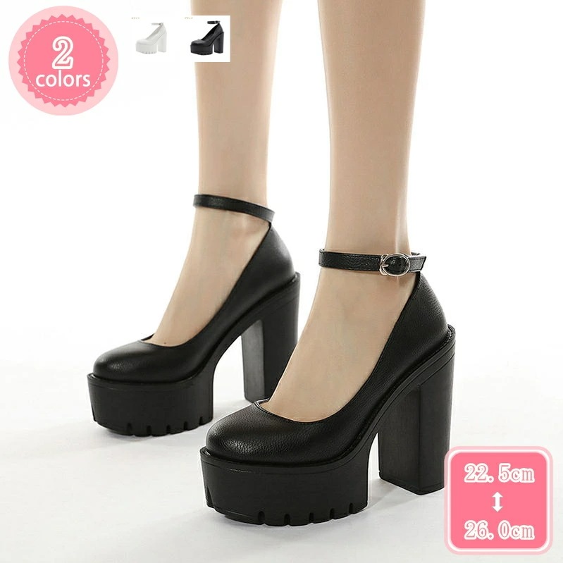 1000円OFFクーポン チャンキーヒール パンプス 定番 ロリータ ストラップ 脱げない 入学式 卒業式 コスプレ 疲れない 通勤 ストーム 通学 履きやすい レディーズ ハイヒール 1cm 大きい