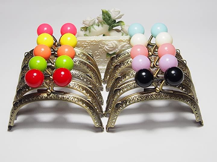 ＊10色セット＊ かわいいあめ玉 口金 がま口 10.5cm キャンディー あめ玉20mm くし型 ハンドメイド バッグ ポーチ 材料( 丸型) 4,766円