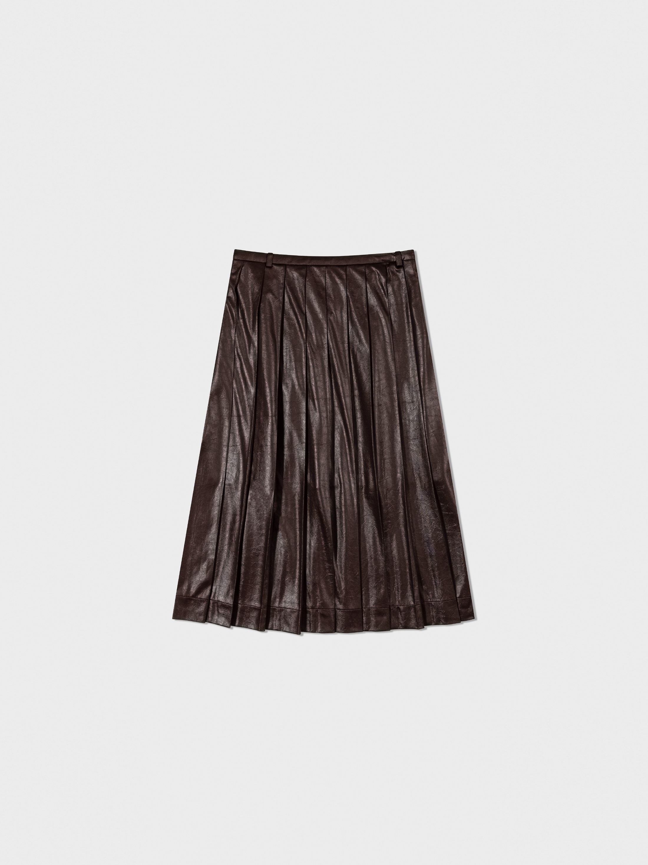 【LOW CLASSIC】 CREASED PLEATED SKIRT : BURGUNDY