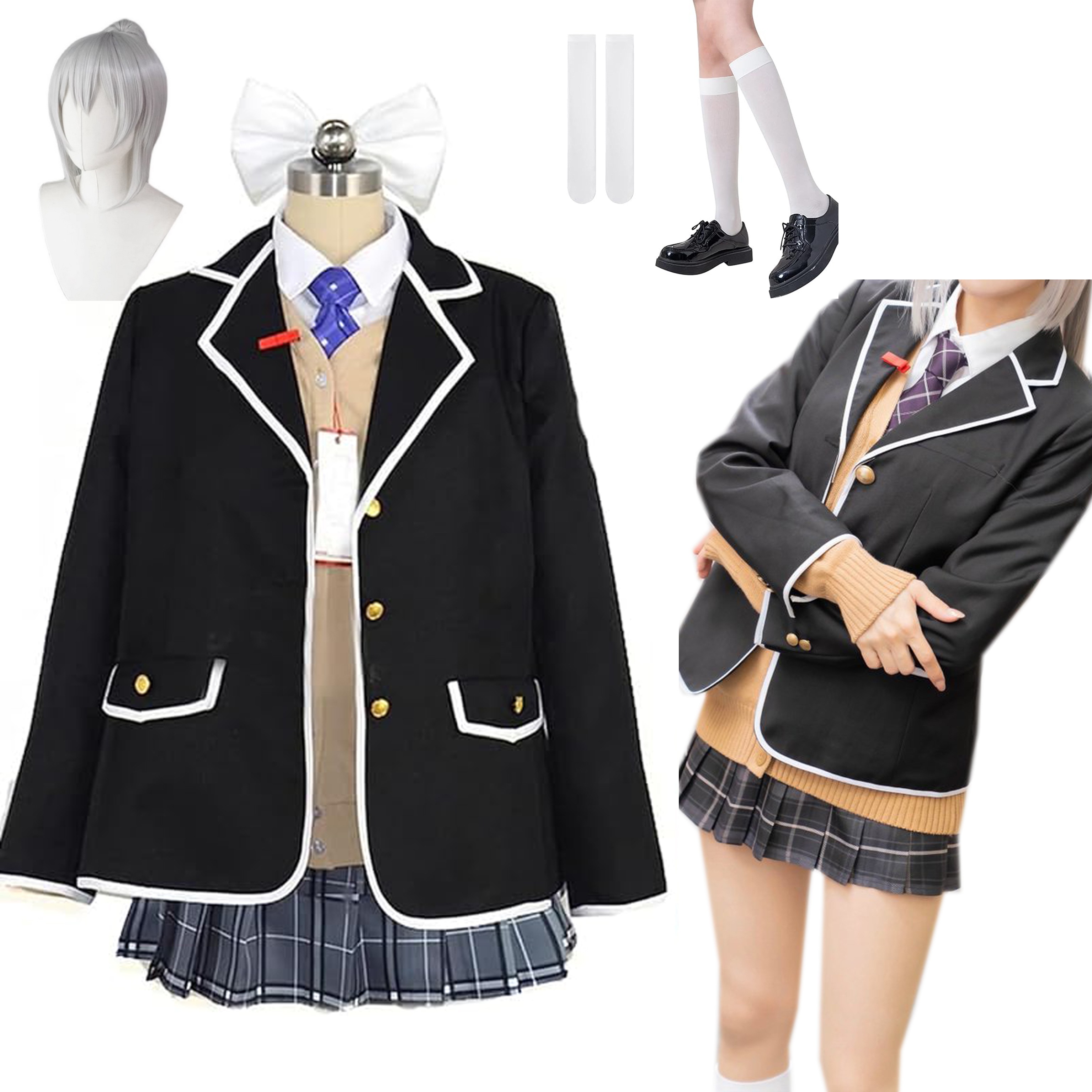 【全シリーズ発売中】 【値引き中】ウィッグ コスプレ衣装＋靴下付き 学園祭 文化祭 撮影 クリスマス コスプレハロウィン コスプレ服 大人 コスプレ 衣装 制服 ひぐちかえで コスプレ 樋口楓 コスプ
