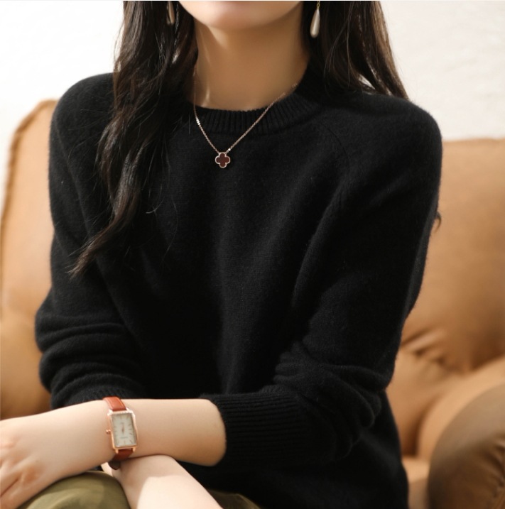 ラウンドネックニットセーター 長袖ニットセーター カジュアルトップス 秋冬ニットセーター トップス ニットソー セーター プルオーバー 袖あり 長袖 Uネック ラウンドネック スリム 細身 Iライン