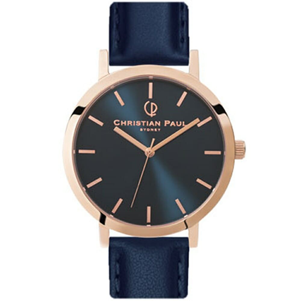 日本正規品 クリスチャンポール 腕時計 手表 メンズ レディース 誕生日 プレゼント サンレイ ネイビー 革ベルト 仕事用 おしゃれ ブランド 時計 結婚祝い 女友達　20代 30代 40代 男性 女 19,800円
