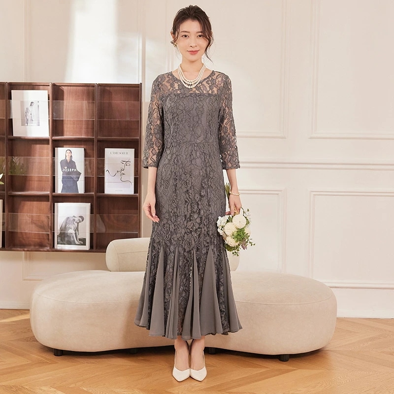 レディースロング丈ワンピース 七分袖 Aライン 通勤 OL 卒業式 入学式 フォーマル シンプル 結婚式 大人気 春 夏 大人 きれいめ 同窓会 通勤 OL 入園式 披露宴 発表会 大きいサイズ パー