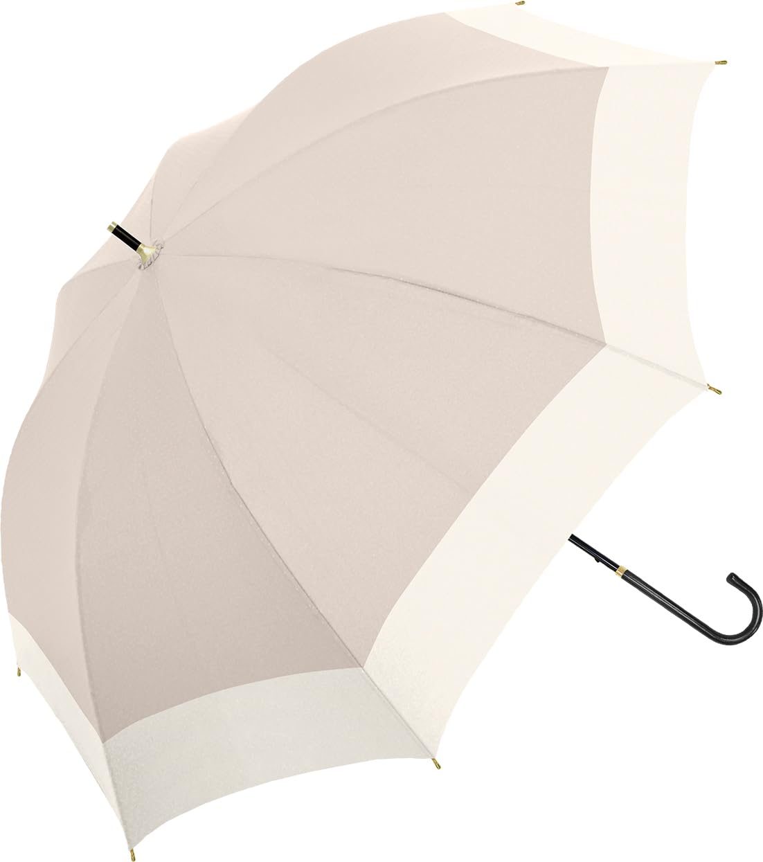 【全国送料無料】 中谷-傘 ペールバイカラー 日傘 ベージュ ジャンプ式 親骨58cm 完全遮光 100 8本骨 婦人 女性 レディース 晴雨兼用 長傘 UVカット UV UPF50＋ ブラックコーテ
