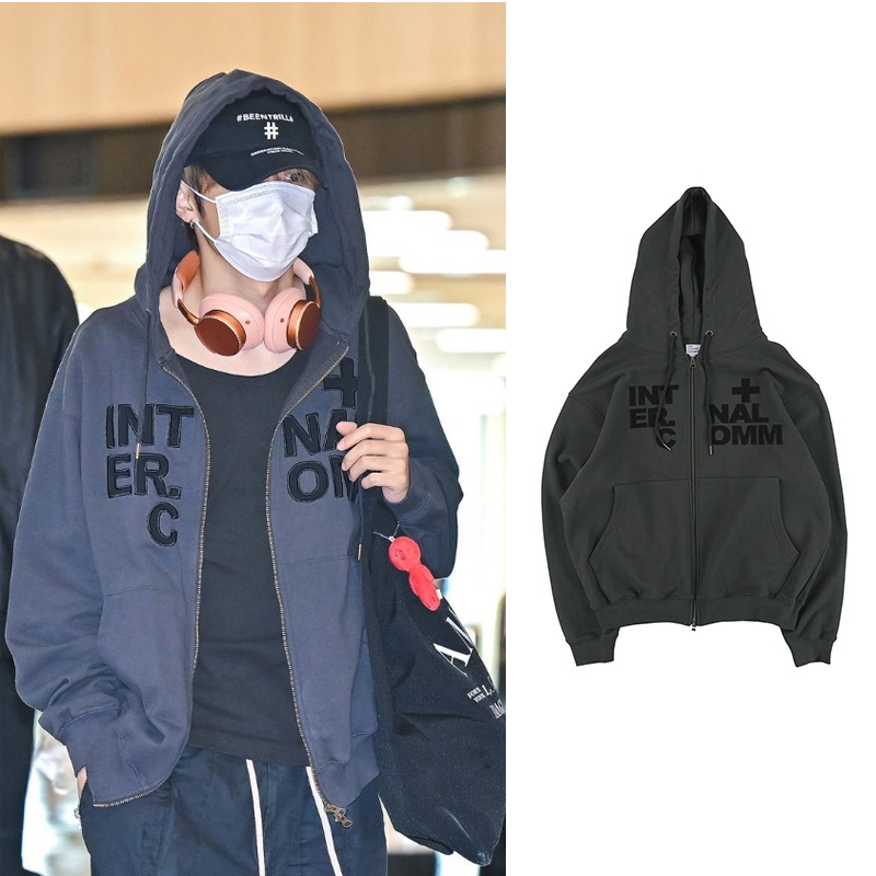 [THE BOYZソンウ着用]TCM internal hooded zip-up (charcoal)