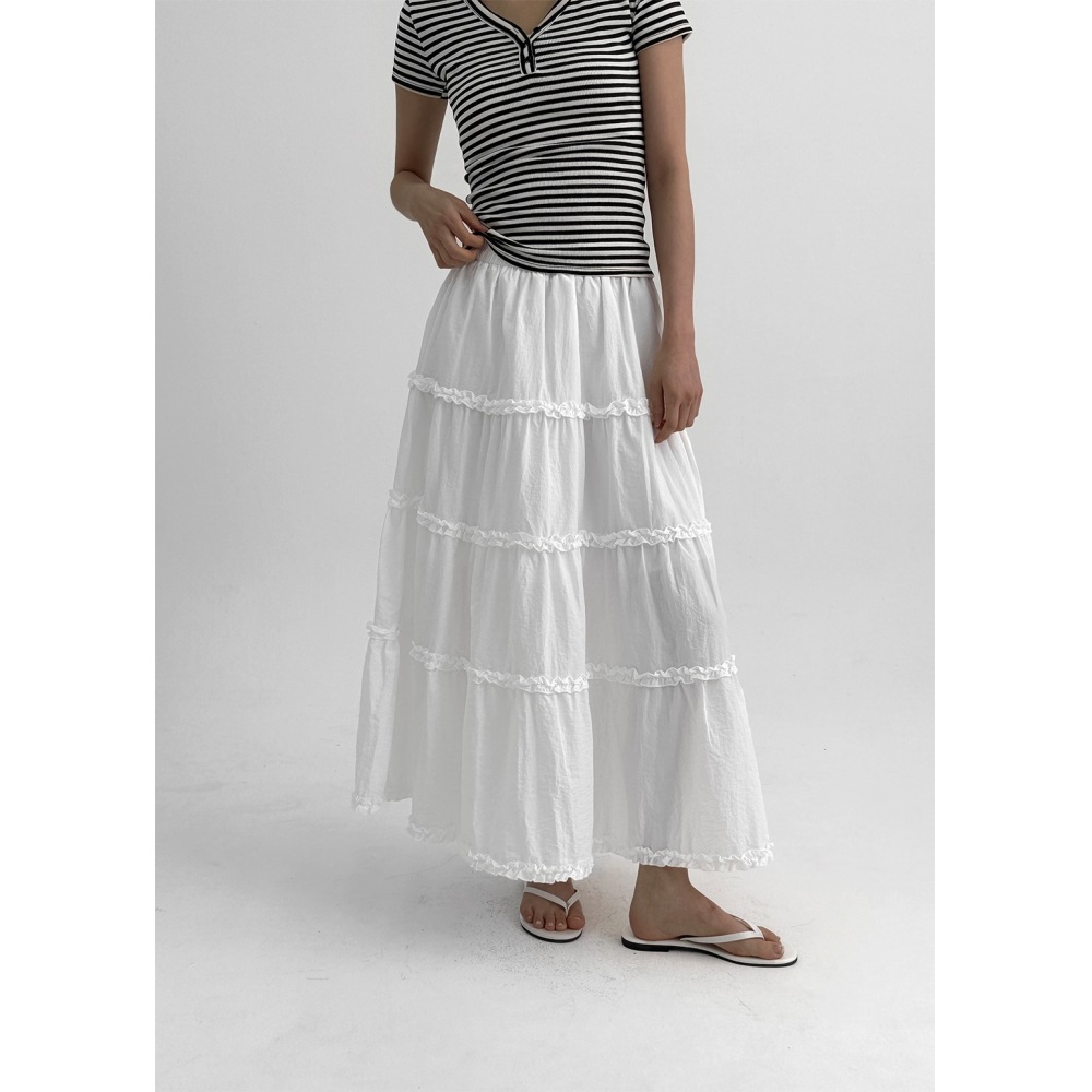 ブラックアップ Ouniナイロンカンカンフレアロングスカート