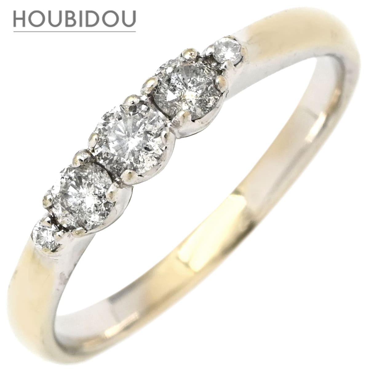リング 指輪 ダイヤモンド 0.30ct ホワイトゴールド K14WG Au585 14K 14金 5P 5石 5粒 ラインストーン 一文字 11号【中古】
