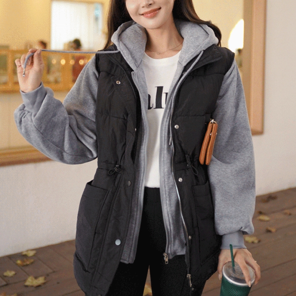 Click & Funny Neal フード付きレイヤードパッド入りジャンパー