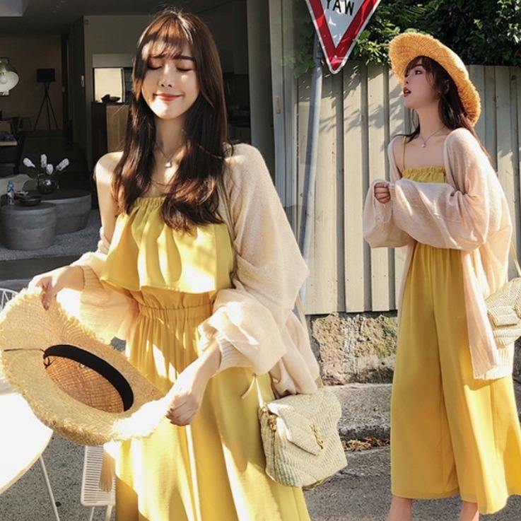 セットアップ アンクル丈 袖なし キャミソール スクエアネック ワイド 涼しげ かわいい 大人可愛い きれいめ シンプル カジュアル 大人 おしゃれ お洒落 アジアン エスニック 大人可愛い 大人女子